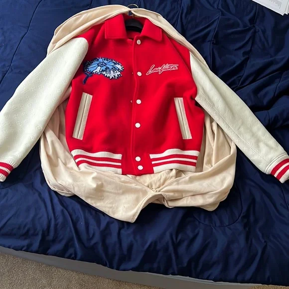 LV x YK Psychedelic Flower Embroidered Varsity Blouson - Picture 1 of 6